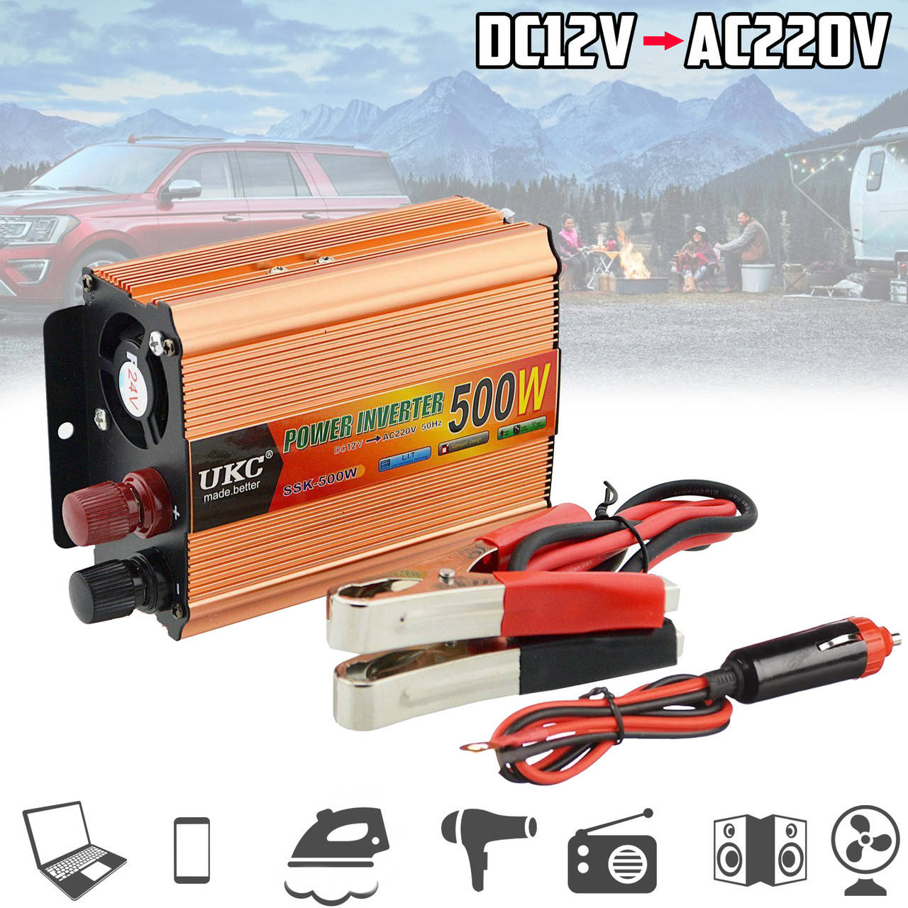 Преобразователь тока автомобильный UKC SSK-500W USB DC/AC Инвертор преобразования напряжения из 12В в 220В BLM
Преобразователь тока автомобильный UKC SSK-500W USB DC/AC Инвертор преобразования напряжения из 12В в 220В BLM