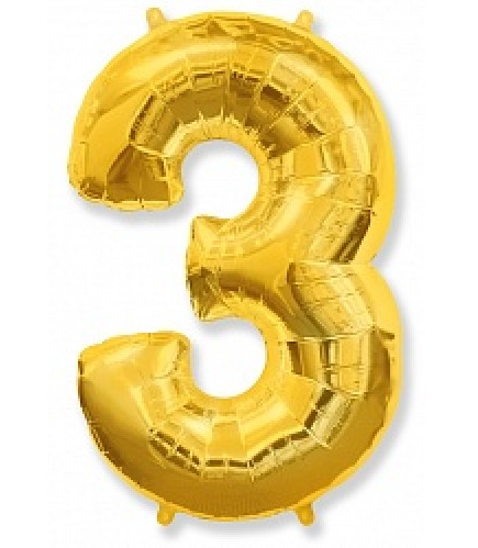 Фольгированная цифра "3", ЗОЛОТО - 90 см (40 дюймов) 
Фольгированная цифра "3", ЗОЛОТО - 90 см (40 дюймов)