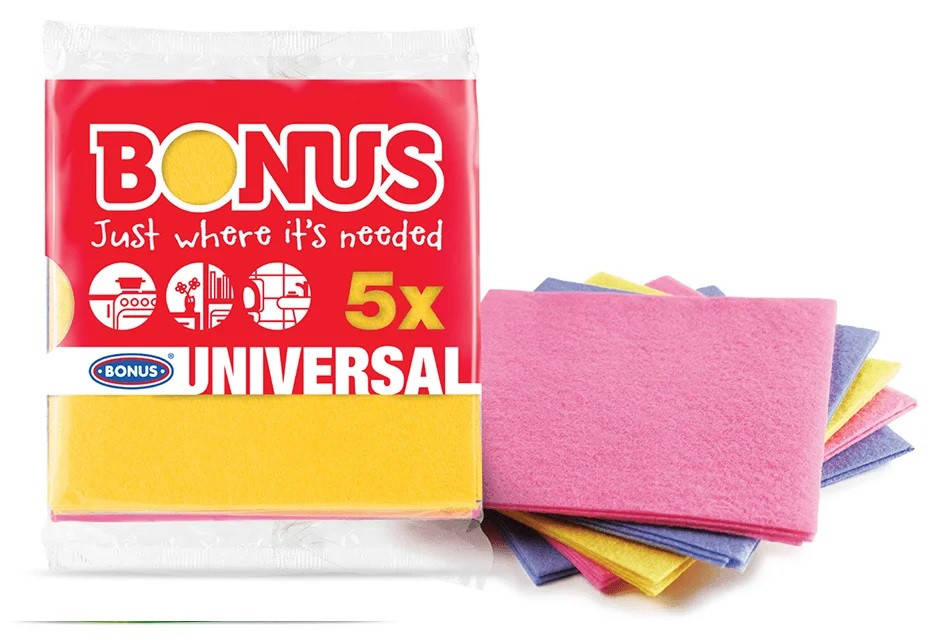 Универсальные салфетки для уборки вискозные Bonus B170 Universal Cloth 5шт, Разные цвета
Универсальные салфетки для уборки вискозные Bonus B170 Universal Cloth 5шт, Разные цвета