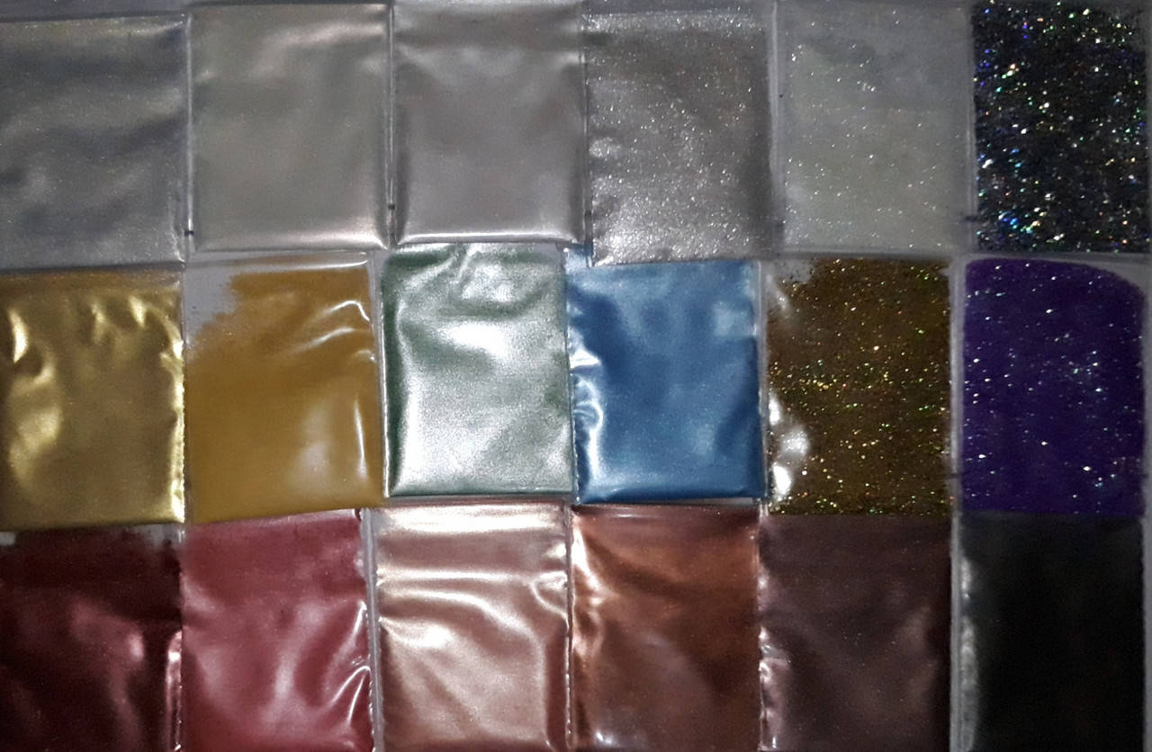 Набор 18 цветов. Перламутровая втирка, голлографический блеск. Перламутры, втирка для ногтей., Разные цвета 
Набор 18 цветов. Перламутровая втирка, голлографический блеск. Перламутры, втирка для ногтей., Разные цвета