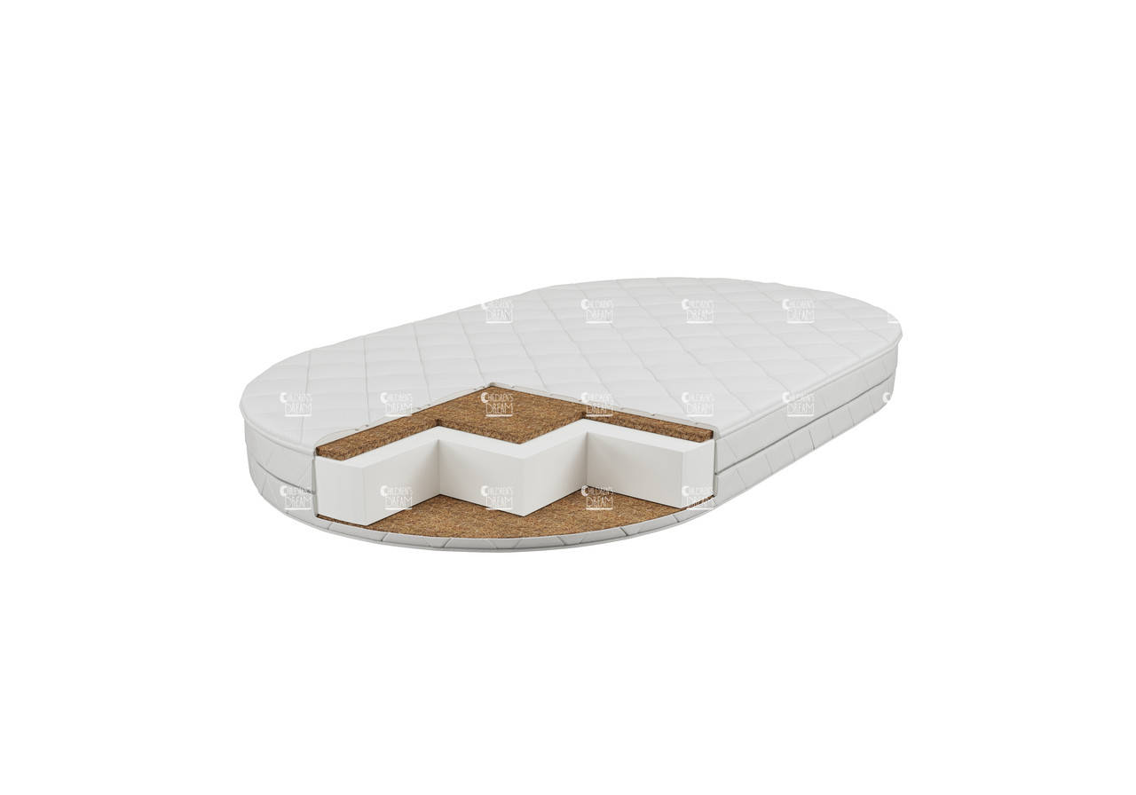 Детский овальный матрас 71*120 см белый CD Oval 
Детский овальный матрас 71*120 см белый CD Oval