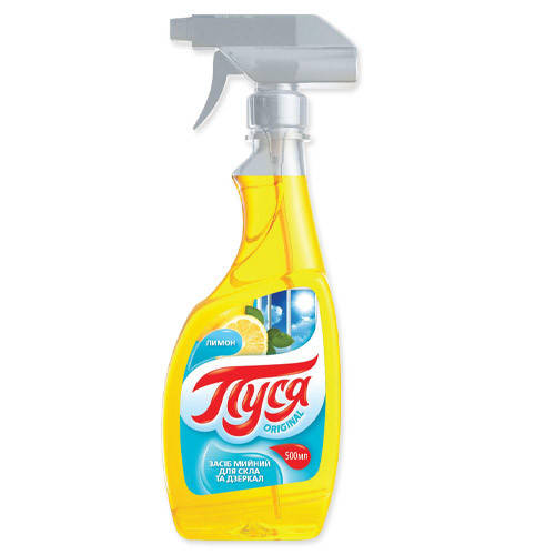 Средство для мытья окон, стеклянных и зеркальных поверхностей Пуся - лимон, тригер, 0.5л 
Средство для мытья окон, стеклянных и зеркальных поверхностей Пуся - лимон, тригер, 0.5л