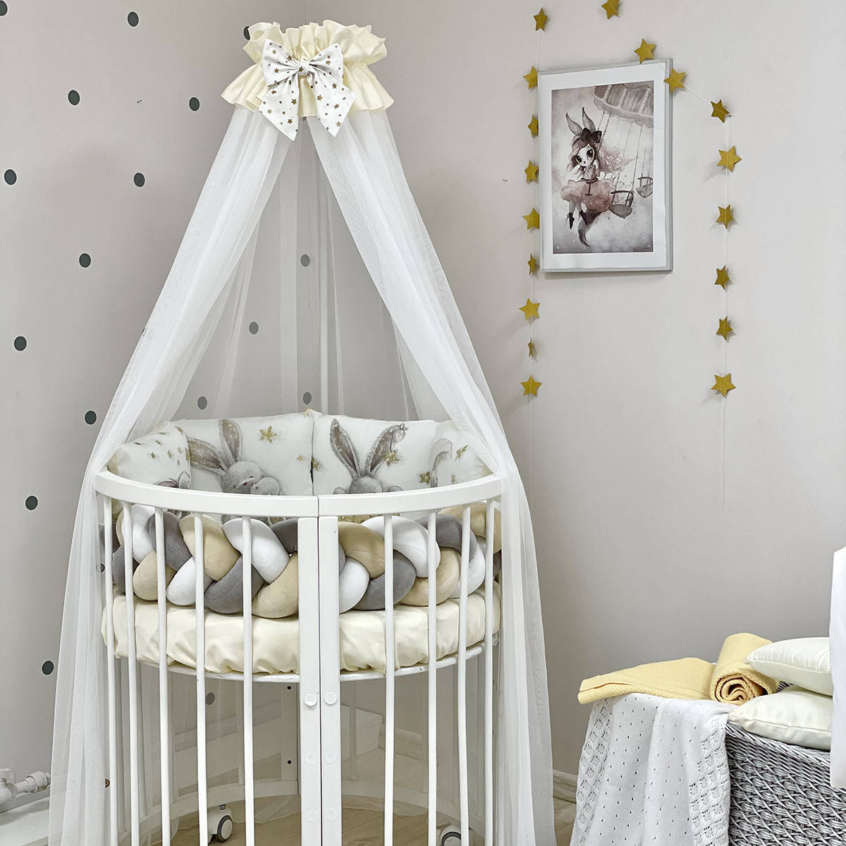 Комплект детского постельного Magic с косой золото овал 0212435, Белый 
Комплект детского постельного Magic с косой золото овал 0212435, Белый