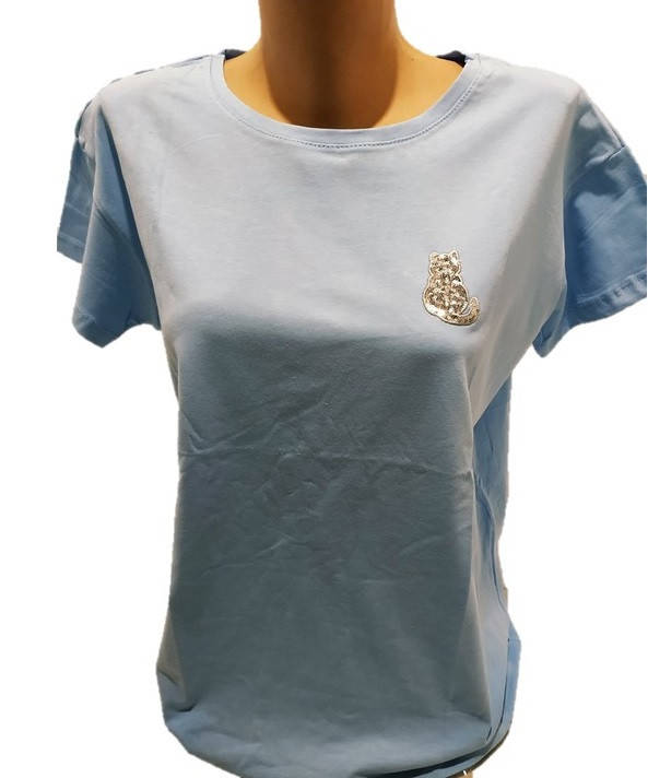 Футболка женская однотонная голубая с котиком Турция 48-52 размер, Голубой
Футболка женская однотонная голубая с котиком Турция 48-52 размер, Голубой