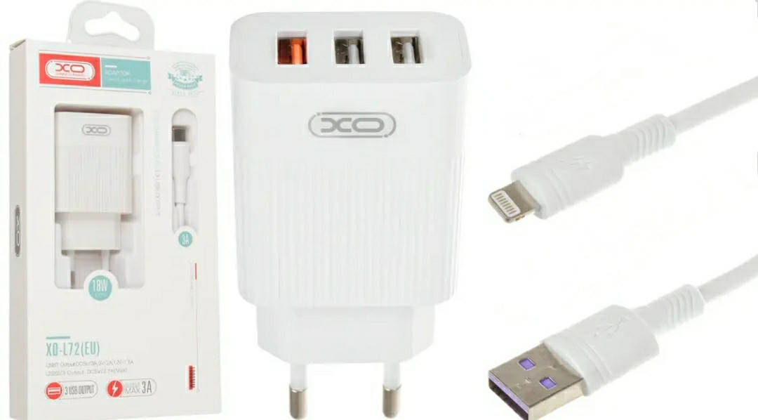 Оригинальный блок питания XO-L72 с кабелем для Iphone 3 USB Быстрая зарядка Quick Charge 3.0 Белый
Оригинальный блок питания XO-L72 с кабелем для Iphone 3 USB Быстрая зарядка Quick Charge 3.0 Белый