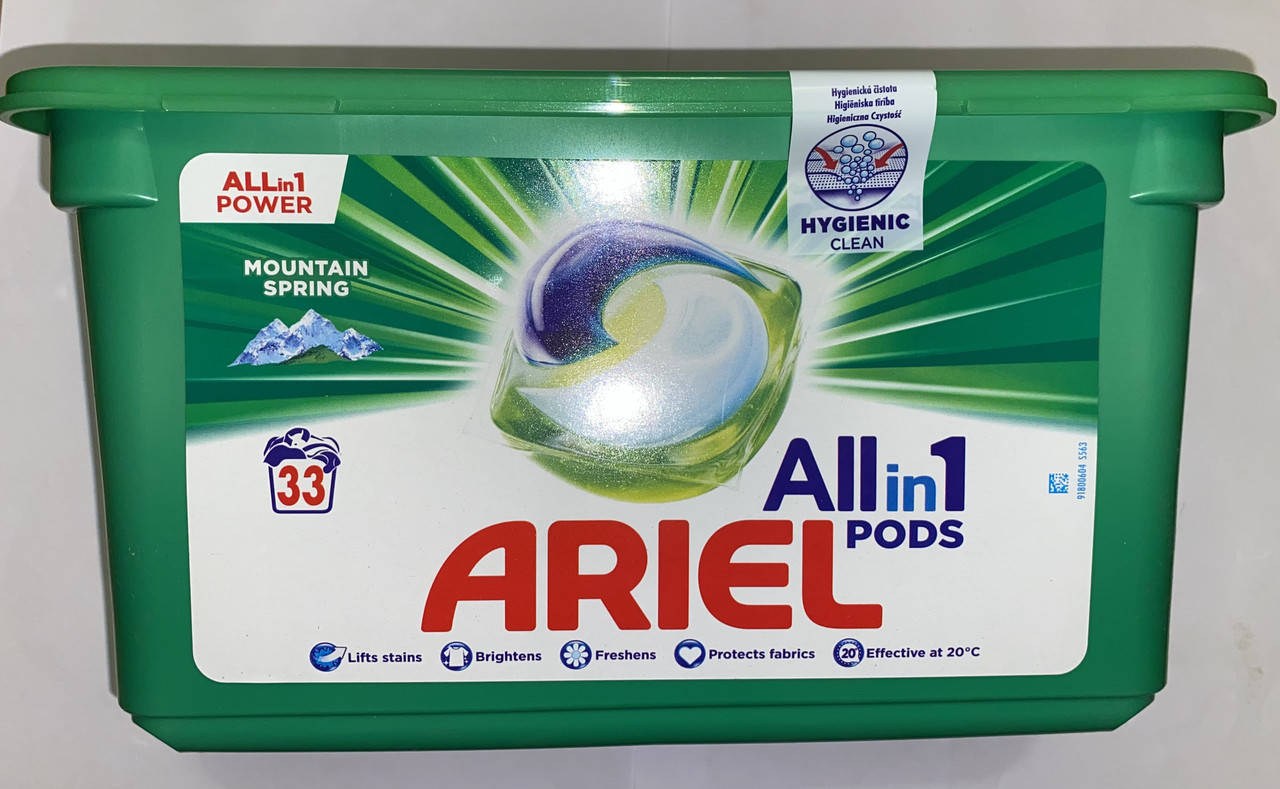 Гелеві капсули Ariel Pods 3in1 Mountain Spring 33 прань
Гелеві капсули Ariel Pods 3in1 Mountain Spring 33 прань