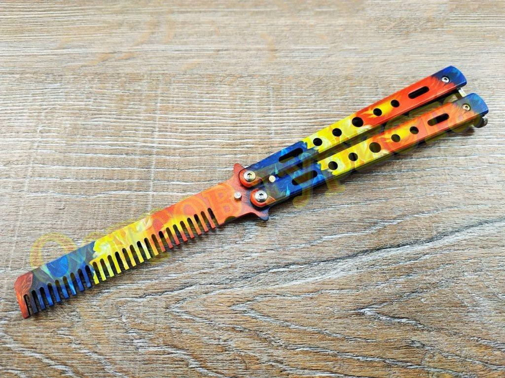 Нож бабочка расческа тренировочный, для флиппинга балисонг мраморный градиент 
Нож бабочка расческа тренировочный, для флиппинга балисонг мраморный градиент