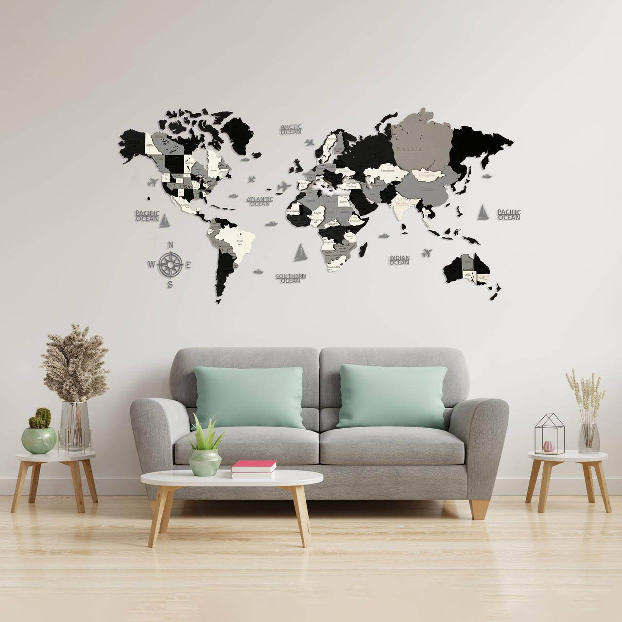 Многослойная деревянная карта мира без подсветки в черно-бело-серых цветах, Черный
Многослойная деревянная карта мира без подсветки в черно-бело-серых цветах, Черный