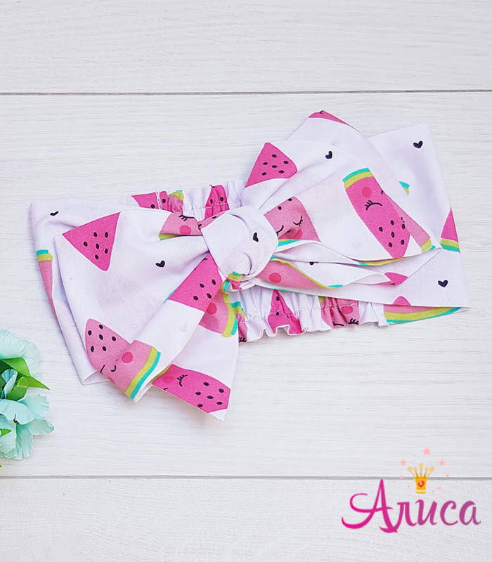 Хлопковая повязка на голову Афробант - "Арбузные дольки" 52, Белый 
Хлопковая повязка на голову Афробант - "Арбузные дольки" 52, Белый