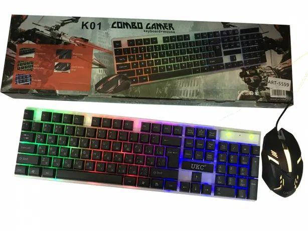 Комплект проводная клавиатура LED и оптическая мышь UKC K01 M416 подсветка, Черный
Комплект проводная клавиатура LED и оптическая мышь UKC K01 M416 подсветка, Черный