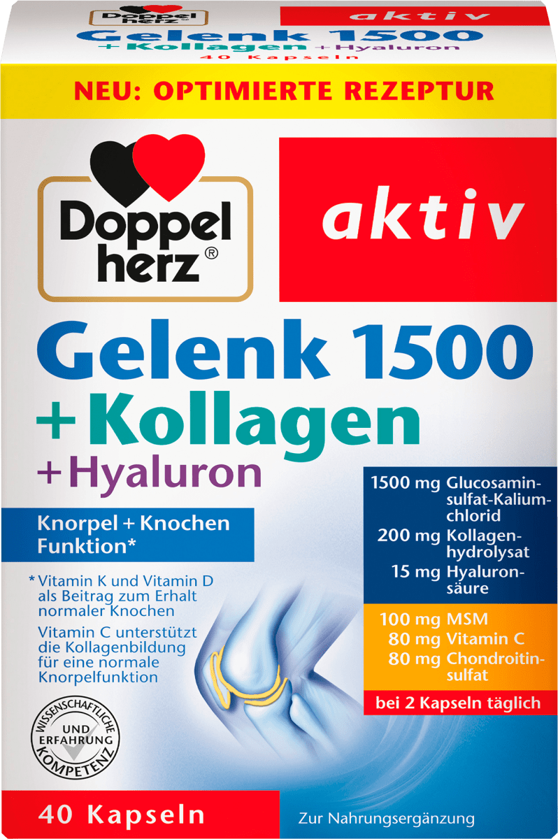Биологически активная добавка Doppelherz aktiv Gelenk 1500 + Kollagen + Hyaluron, 40 капсул.
Биологически активная добавка Doppelherz aktiv Gelenk 1500 + Kollagen + Hyaluron, 40 капсул.