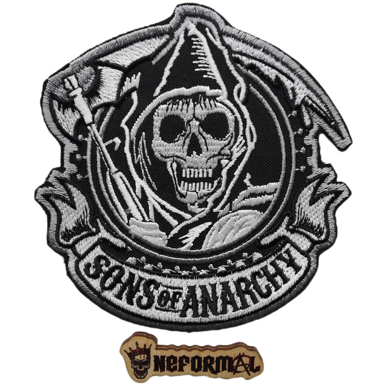 Нашивка Сыны Анархии Смерть с косой (Sons Of Anarchy / SAMCRO) 10.5x11 см., Светло-серый
Нашивка Сыны Анархии Смерть с косой (Sons Of Anarchy / SAMCRO) 10.5x11 см., Светло-серый