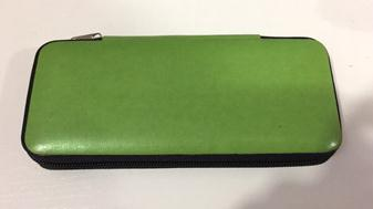 Набор маникюрных инструментов в салатном кожаном чехле 8 шт.