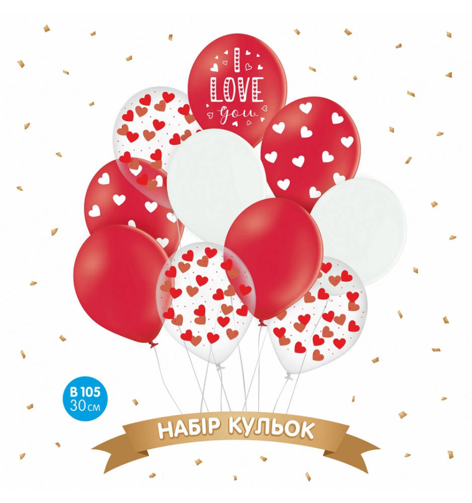 Набор латексных воздушных шаров Belbal I love you сердечки красные, 30 см, 10 шт, Разные цвета
Набор латексных воздушных шаров Belbal I love you сердечки красные, 30 см, 10 шт, Разные цвета