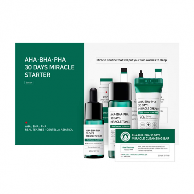 Набор миниатюр для проблемной кожи AHA/BHA/PHA 30 Days Miracle Starer Kit Edition - SOME BY MI
Набор миниатюр для проблемной кожи AHA/BHA/PHA 30 Days Miracle Starer Kit Edition - SOME BY MI