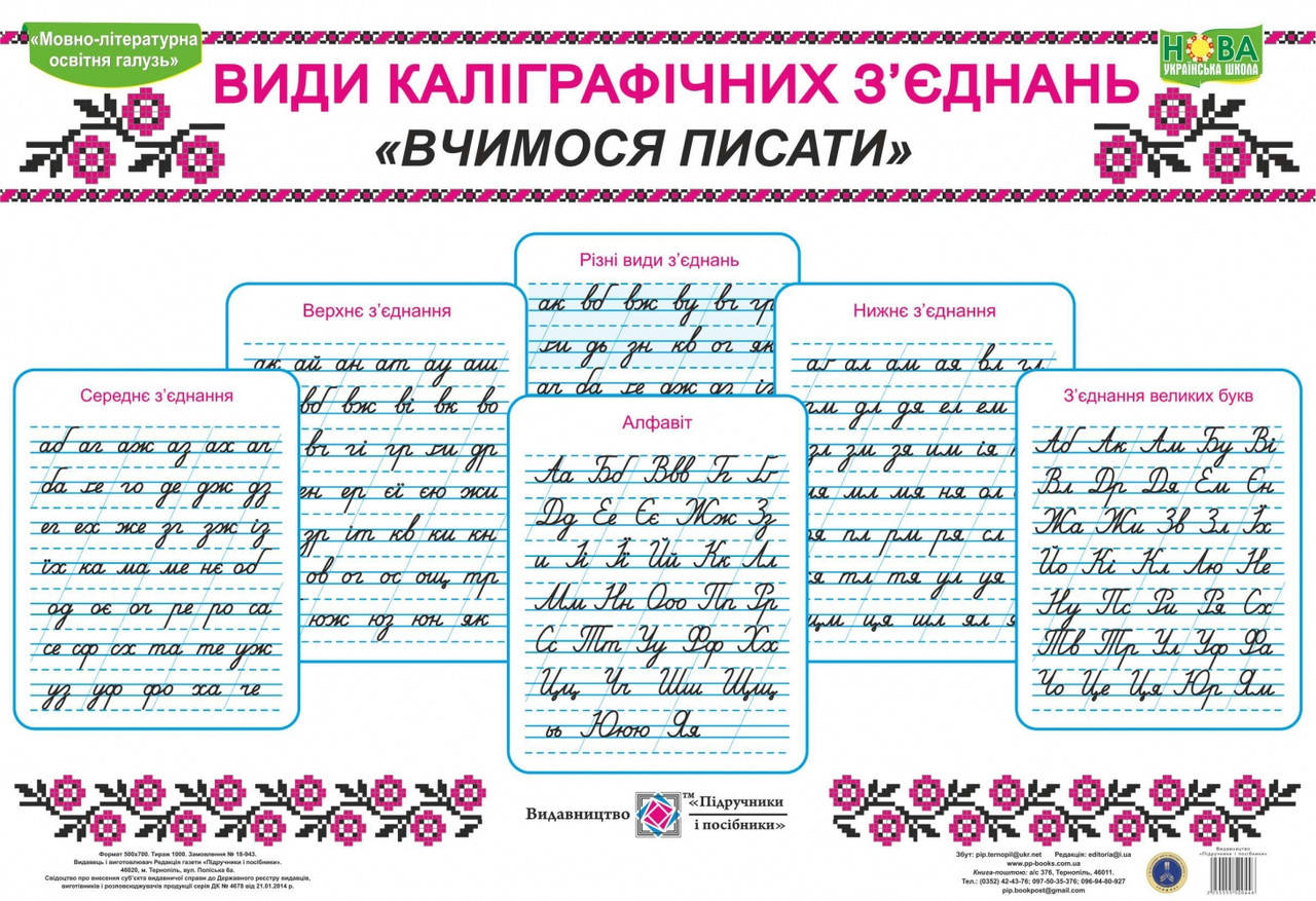Види каліграфічних з’єднань (Вчимося писати) Комплект таблиць Грибчук Л. Підручники і посібники
Види каліграфічних з’єднань (Вчимося писати) Комплект таблиць Грибчук Л. Підручники і посібники