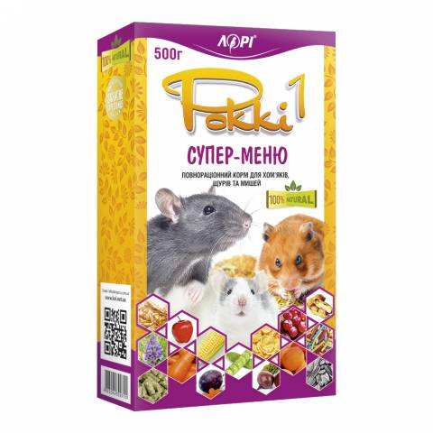 Корм Роккы-1 Супер-меню корм для малих гризунів, 500г
Корм Роккы-1 Супер-меню корм для малих гризунів, 500г