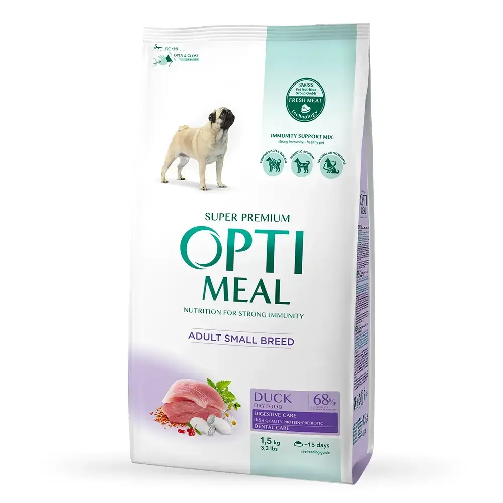 OPTIMEAL Adult Small Breeds with Duck сухой корм с уткой для собак мелких пород 1,5 кг
OPTIMEAL Adult Small Breeds with Duck сухой корм с уткой для собак мелких пород 1,5 кг