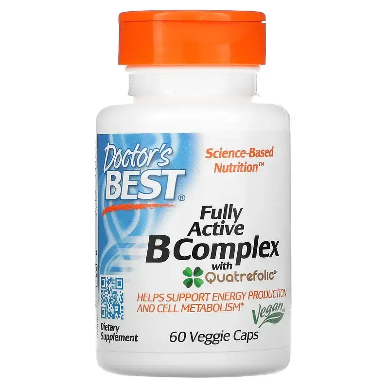 Doctor's Best, комплекс активных витаминов B с Quatrefolic, 60 вегетарианских капсул
Doctor's Best, комплекс активных витаминов B с Quatrefolic, 60 вегетарианских капсул
