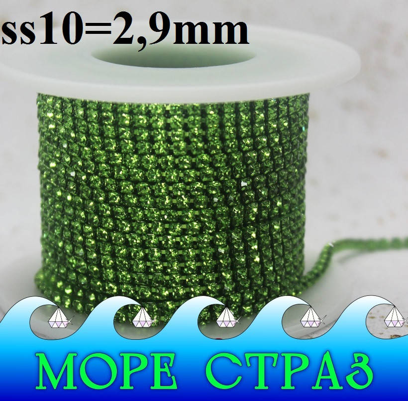 Густая цепочка из стразов Grass Green ss10=2,9мм оправа зеленая трава яблоко перидот 10см Peridot
Густая цепочка из стразов Grass Green ss10=2,9мм оправа зеленая трава яблоко перидот 10см Peridot
