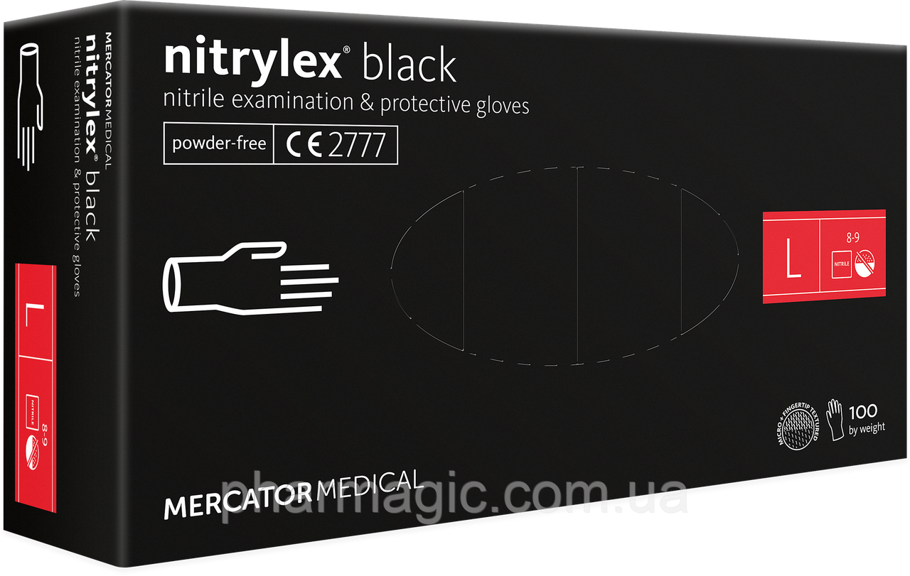 Перчатки медицинские нитриловые (рукавиці нітрилові) MERCATOR MEDICAL Nitrylex Black 100 шт. size, Черный
Перчатки медицинские нитриловые (рукавиці нітрилові) MERCATOR MEDICAL Nitrylex Black 100 шт. size, Черный