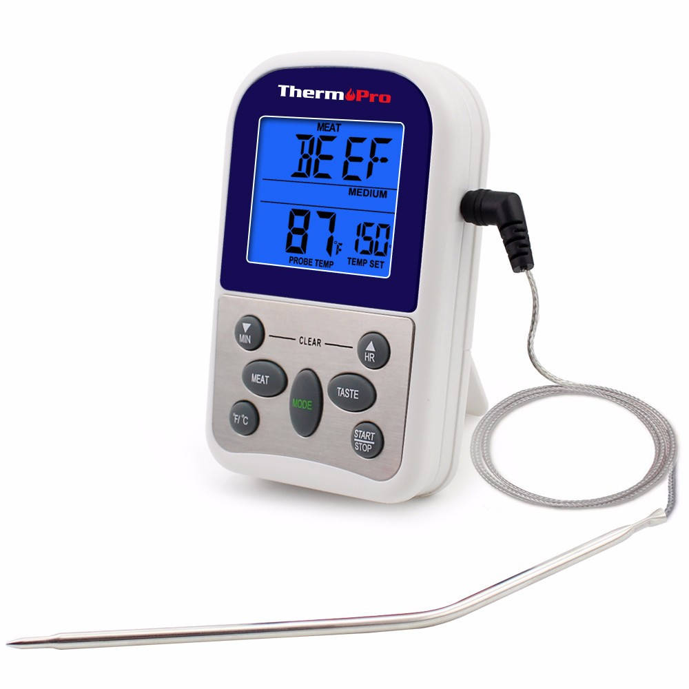 Термометр для мяса ThermoPro TP-10 (от -9 до +250°C) с выносным щупом из нержавеющей стали, таймером
Термометр для мяса ThermoPro TP-10 (от -9 до +250°C) с выносным щупом из нержавеющей стали, таймером