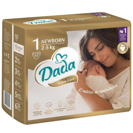 Подгузники памперсы для новорожденных Dada Extra Care Gоld детские 1 Newborn (2-5 килограмм) 23 штуки Дада
Подгузники памперсы для новорожденных Dada Extra Care Gоld детские 1 Newborn (2-5 килограмм) 23 штуки Дада