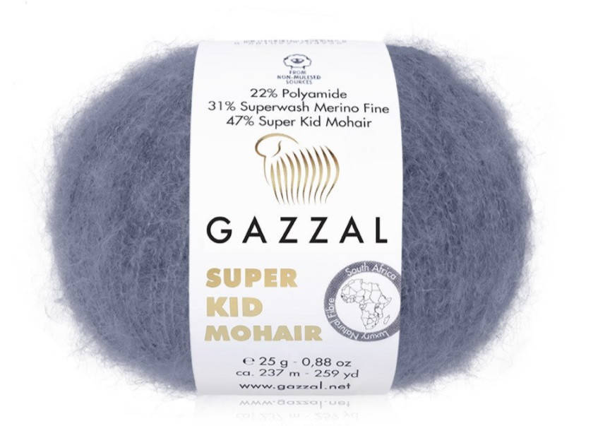 Gazzal Super Kid Mohair (Газал Супер Кид Мохер) № 64411 серый (Пряжа мохер, нитки для вязания)
Gazzal Super Kid Mohair (Газал Супер Кид Мохер) № 64411 серый (Пряжа мохер, нитки для вязания)