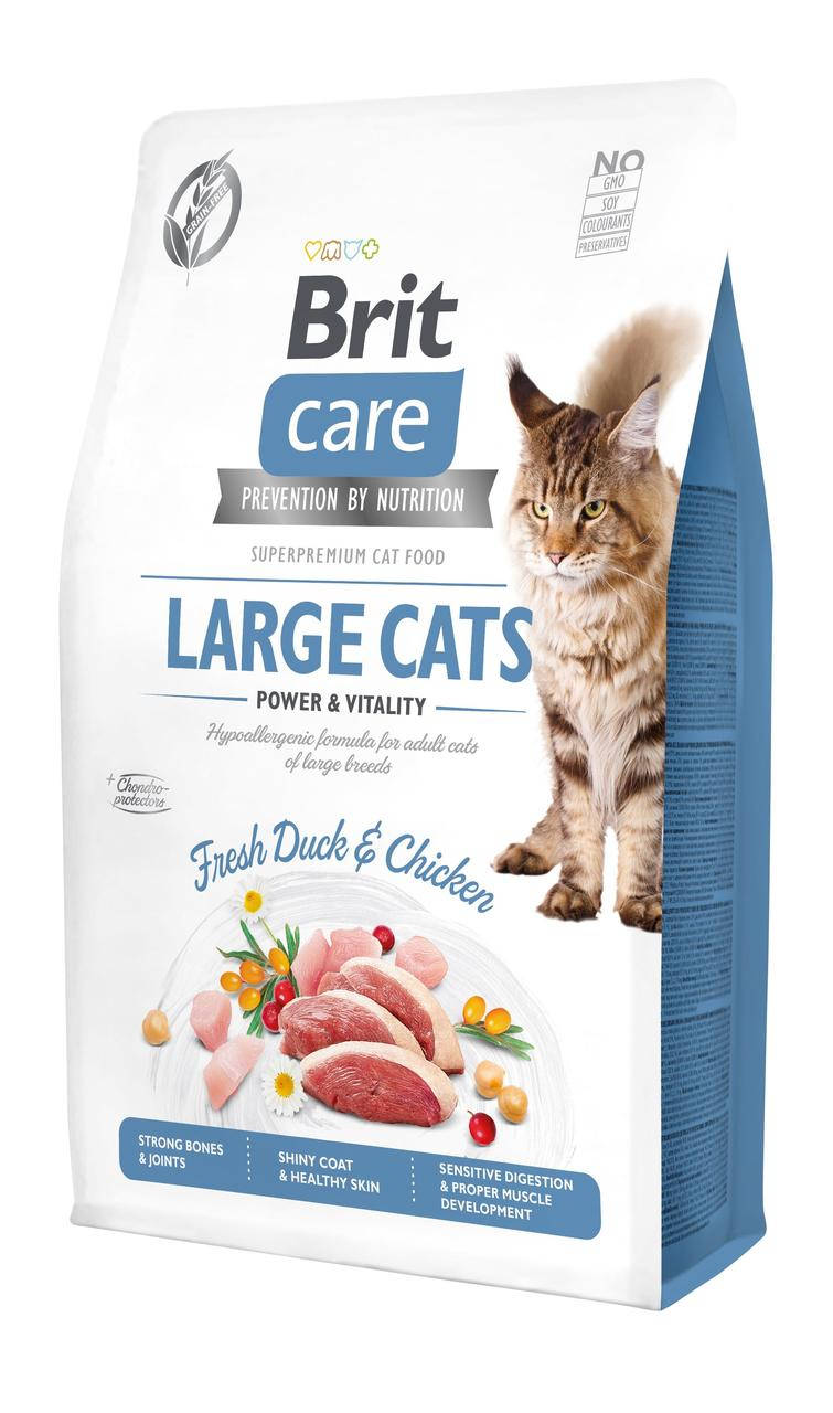 Brit Care Cat GF Large cats Power & Vitality, 2кг беззерновий корм з куркою і качкою для котів великих порід
Brit Care Cat GF Large cats Power & Vitality, 2кг беззерновий корм з куркою і качкою для котів великих порід