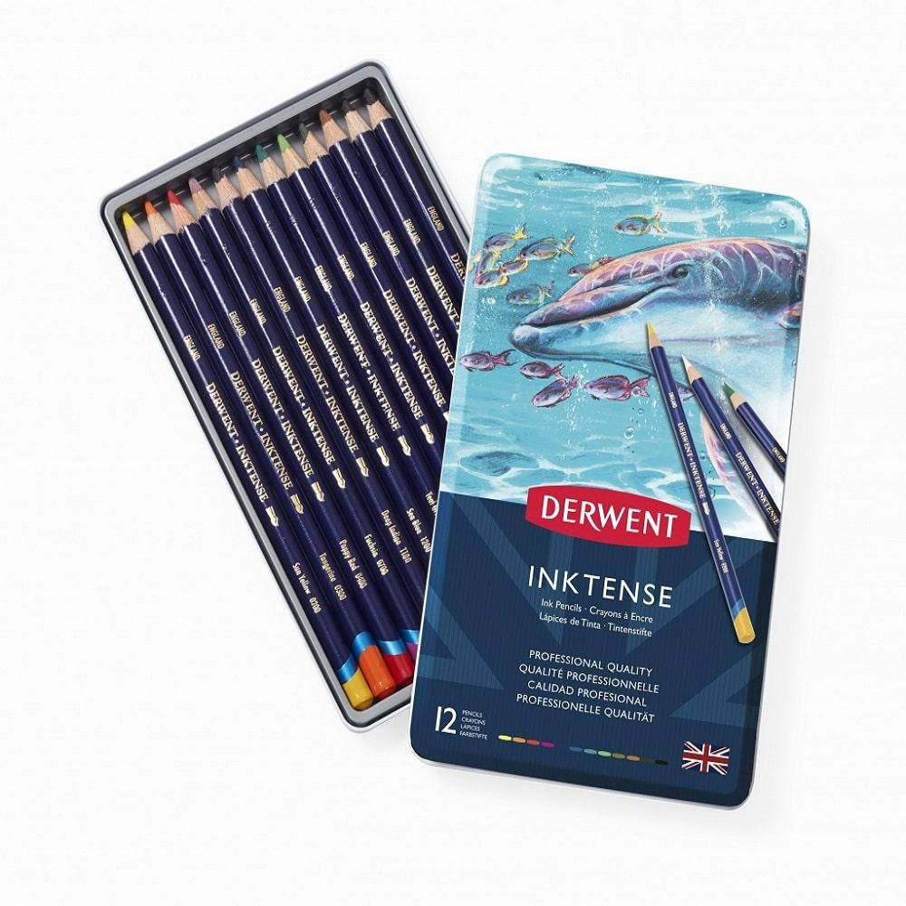 Набір кольорових чорнильних акварельних олівців "Inktense", 12 кол., мет. пенал, Derwent
Набір кольорових чорнильних акварельних олівців "Inktense", 12 кол., мет. пенал, Derwent