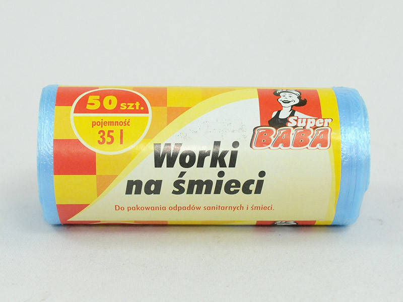 Пакети для сміття 35л/50 шт "Super BABA" /85 
Пакети для сміття 35л/50 шт "Super BABA" /85