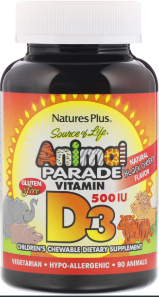Nature's Plus, Source of Life, Animal Parade, витамин D3, вкус натуральной черемухи, 500 МЕ, 90 животных
Nature's Plus, Source of Life, Animal Parade, витамин D3, вкус натуральной черемухи, 500 МЕ, 90 животных