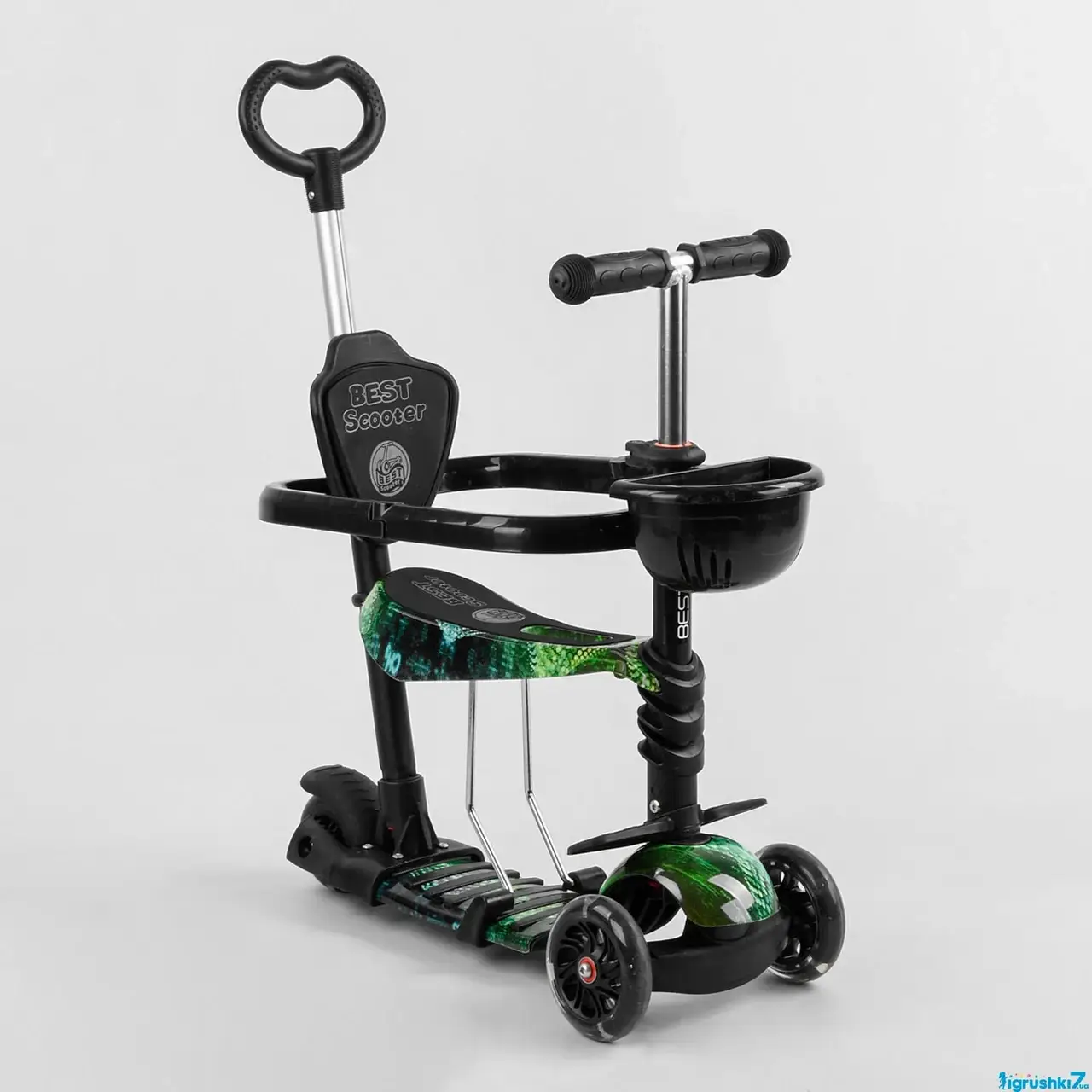 Самокат 5в1 Best Scooter с защитным бампером, колеса PU 120 мм с подсветкой, родительская ручка, сиденье, Черный
Самокат 5в1 Best Scooter с защитным бампером, колеса PU 120 мм с подсветкой, родительская ручка, сиденье, Черный