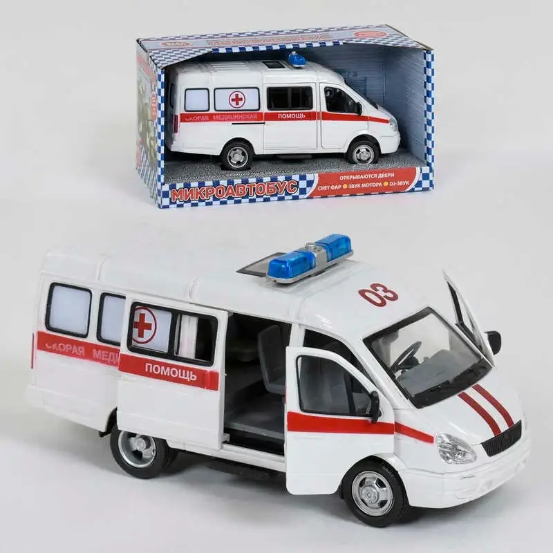 Машина 9098 C (24/2) "Play Smart", "Скорая Помощь", открываются двери, звук, свет фар, на батарейках, в
Машина 9098 C (24/2) "Play Smart", "Скорая Помощь", открываются двери, звук, свет фар, на батарейках, в
