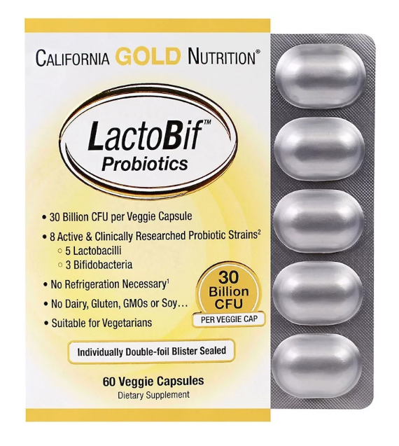 Пробиотики, LactoBif Probiotic, 30 млрд, 60 капсул, California Gold Nutrition, США лактобиф
Пробиотики, LactoBif Probiotic, 30 млрд, 60 капсул, California Gold Nutrition, США лактобиф