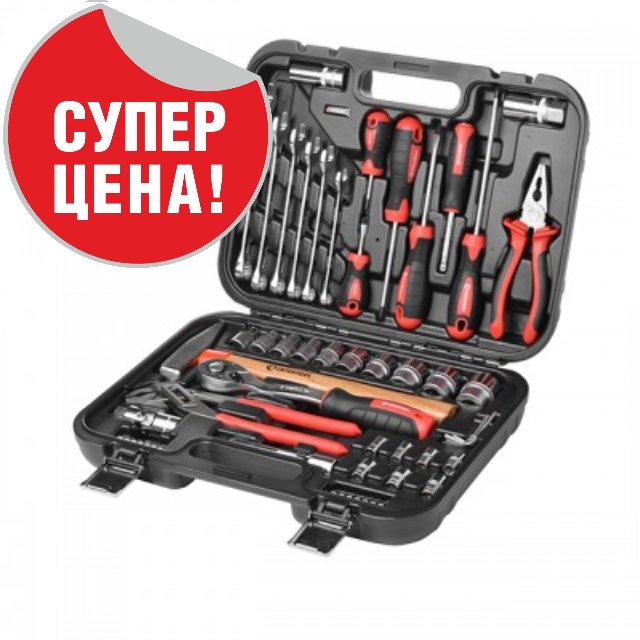 Набор инструментов 1/2" & 1/4", молоток, отвёртки, ключи 56 ед., Cr-V STORM INTERTOOL ET-8056
Набор инструментов 1/2" & 1/4", молоток, отвёртки, ключи 56 ед., Cr-V STORM INTERTOOL ET-8056