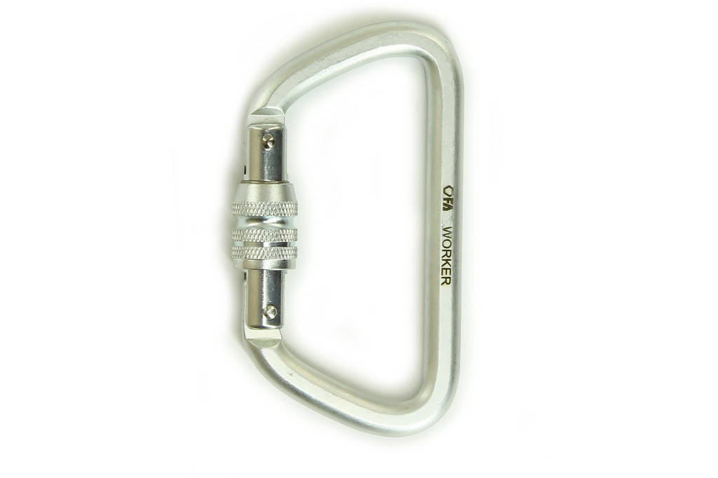 Стальной Карабин ассиметричный D-образной формы с муфтой Worker 
Стальной Карабин ассиметричный D-образной формы с муфтой Worker