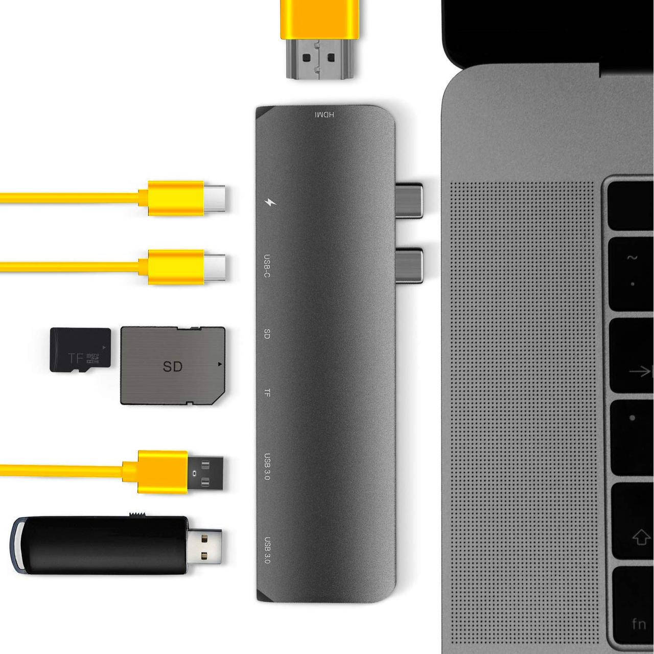 Переходник для MacBook tupe c hub адаптер мак бук usb c hdmi 4k TF/SD мак USB-хаб на HDMI 2 USB 3.0
Переходник для MacBook tupe c hub адаптер мак бук usb c hdmi 4k TF/SD мак USB-хаб на HDMI 2 USB 3.0
