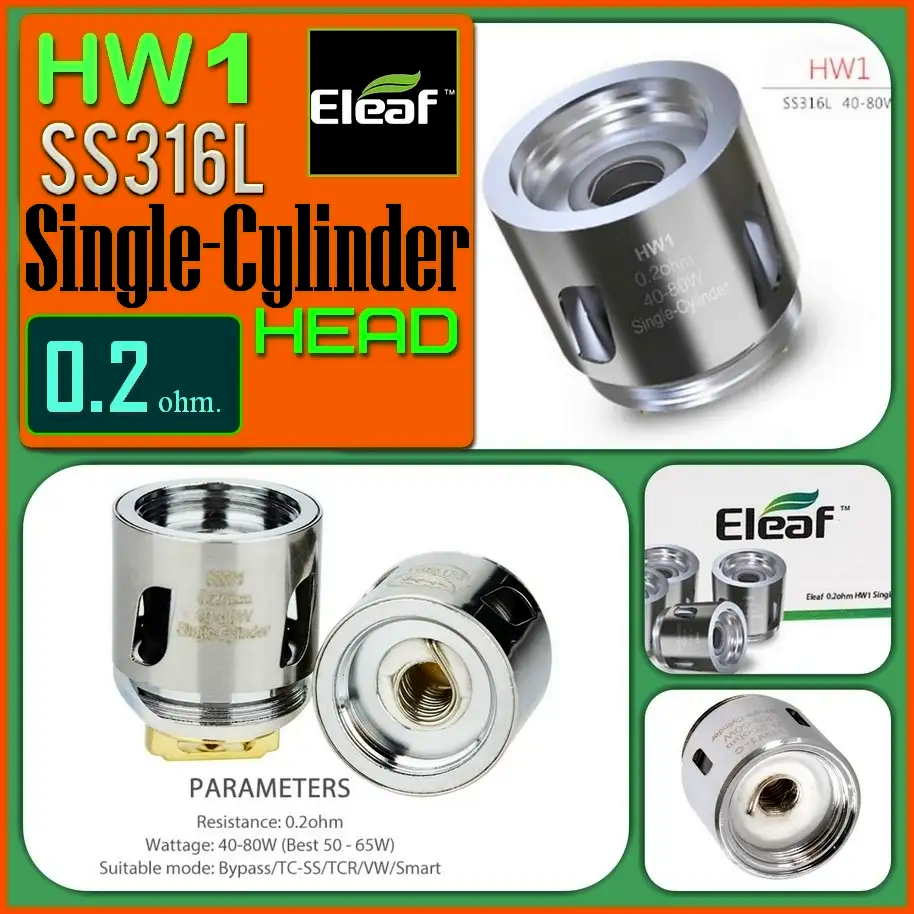 HW1 Single-Cylinder Head 0,2 ohm. Сменный испаритель для Ello Mini/ Ello Mini XL/ ELLO/ Ello S/ Ello T/ Ello T
HW1 Single-Cylinder Head 0,2 ohm. Сменный испаритель для Ello Mini/ Ello Mini XL/ ELLO/ Ello S/ Ello T/ Ello T