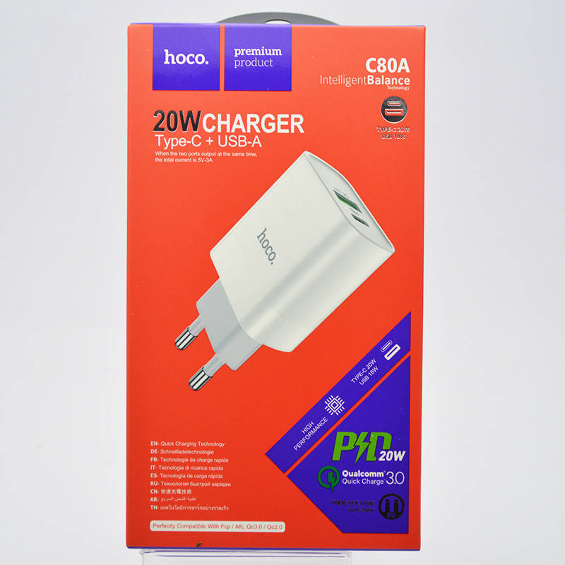 Блок питания (адаптер) Hoco C80A Rapido (Type-C PD20W / USB QC3.0) White, Белый
Блок питания (адаптер) Hoco C80A Rapido (Type-C PD20W / USB QC3.0) White, Белый