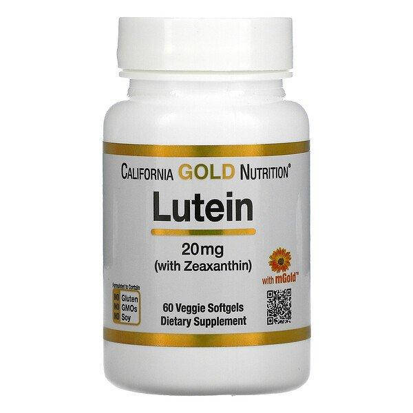 Лютеин с зеаксантином, Lutein with Zeaxanthin, California Gold Nutrition, 20 мг, 60 растительных капсул
Лютеин с зеаксантином, Lutein with Zeaxanthin, California Gold Nutrition, 20 мг, 60 растительных капсул