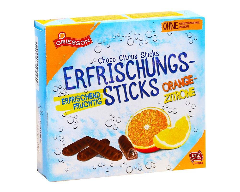 Конфеты шоколадные с начинкой Апельсин-лимон Griesson Erfrischungs-sticks Orange-zitron, 150 г
Конфеты шоколадные с начинкой Апельсин-лимон Griesson Erfrischungs-sticks Orange-zitron, 150 г