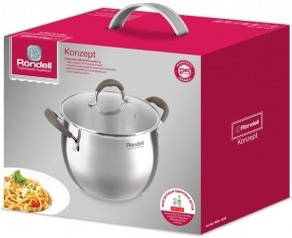 Кастрюля Rondell 6 л, из стали и силикона на ручках Konzept 22 см с крышкой, RDS-1230, Стальной
Кастрюля Rondell 6 л, из стали и силикона на ручках Konzept 22 см с крышкой, RDS-1230, Стальной