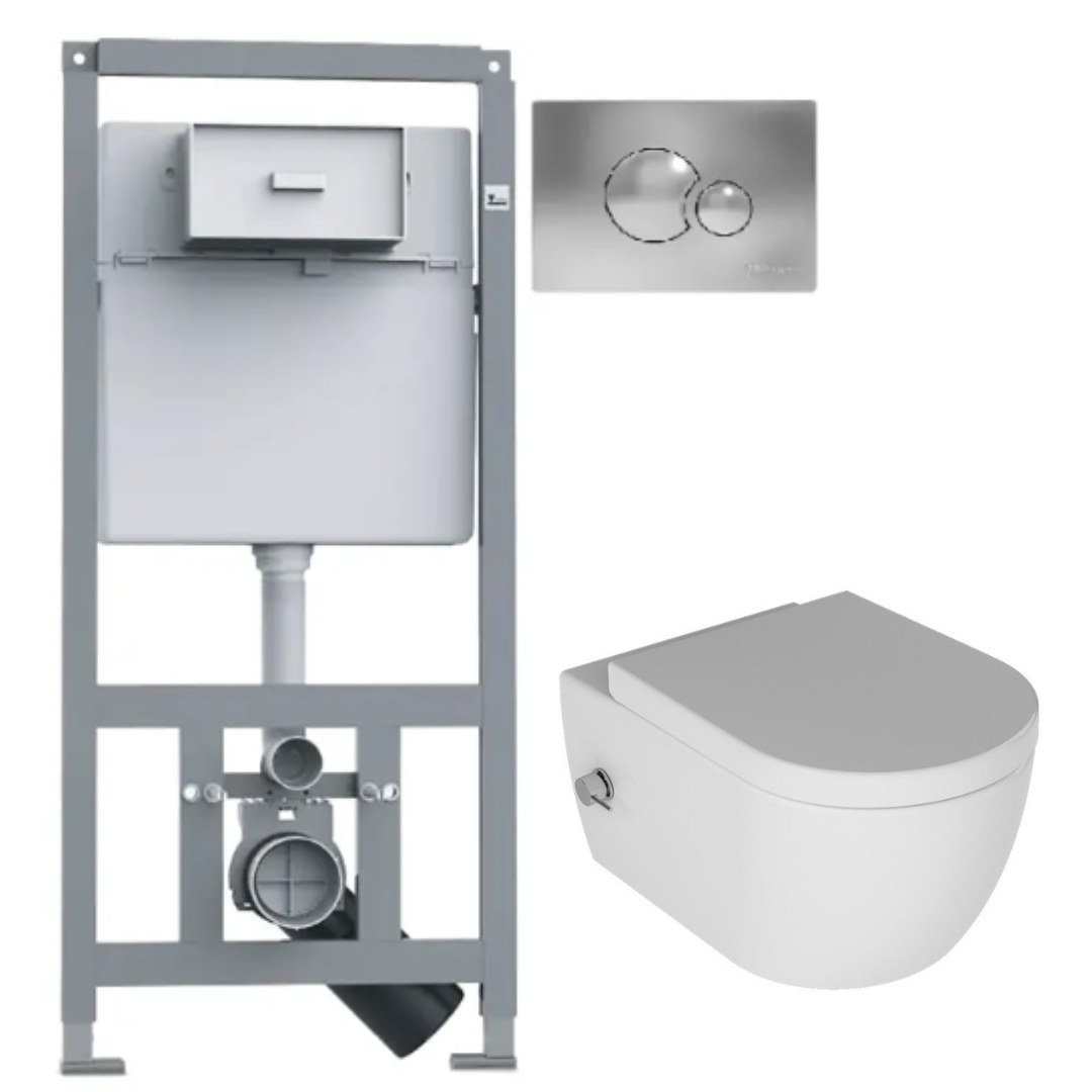 Комплект 5в1: Инсталляция Primera, хром клавиша + безободковый Подвесной унитаз Quarter Bath Deep
Комплект 5в1: Инсталляция Primera, хром клавиша + безободковый Подвесной унитаз Quarter Bath Deep