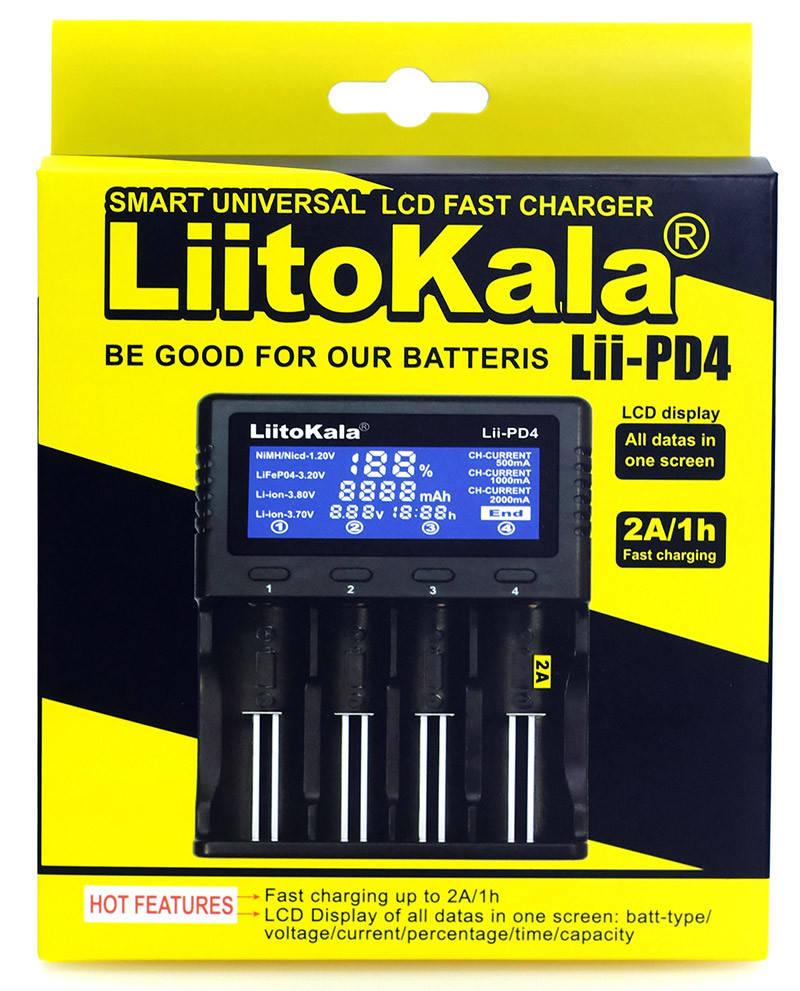 Универсальное зарядное устройство Liitokala Lii-PD4 4 канала Ni-Mh/Li-ion/LiFePo4 220V/12V LCD
Универсальное зарядное устройство Liitokala Lii-PD4 4 канала Ni-Mh/Li-ion/LiFePo4 220V/12V LCD