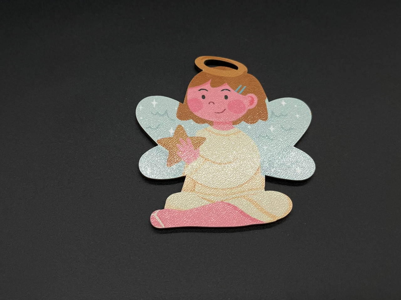 Деревянная новогодняя игрушка с печатью. 9см 
Деревянная новогодняя игрушка с печатью. 9см