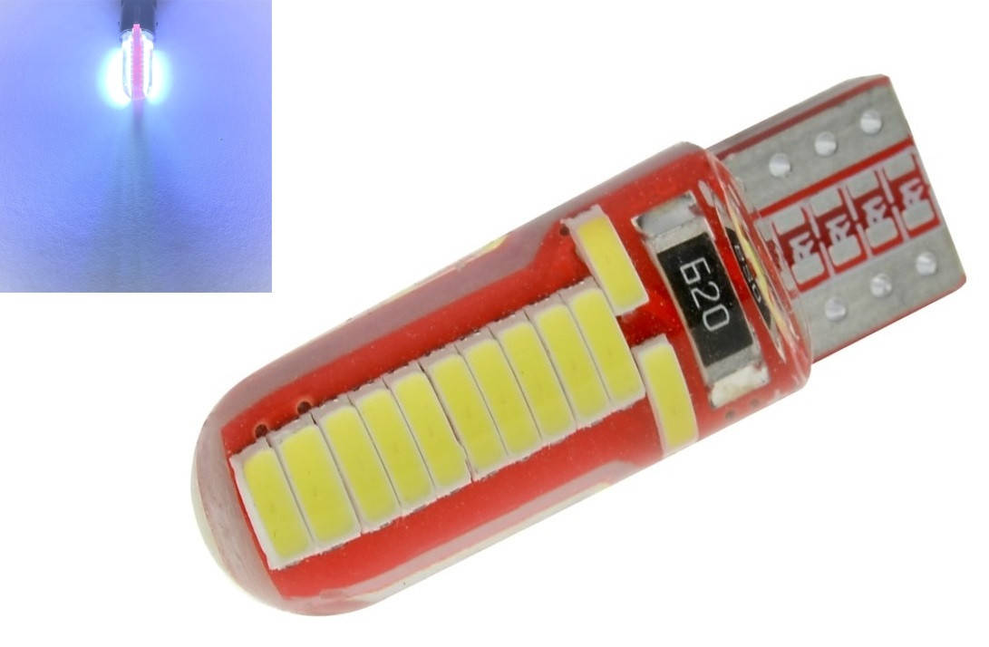 Автомобильная LED лампа T10 W5W 12V 24smd 4014 Силиконовая светодиодная, белый цвет света
Автомобильная LED лампа T10 W5W 12V 24smd 4014 Силиконовая светодиодная, белый цвет света