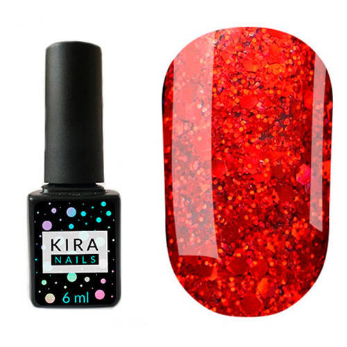 Гель-лак Kira Nails №095 (насыщенный красный с микроблеском), 6 мл