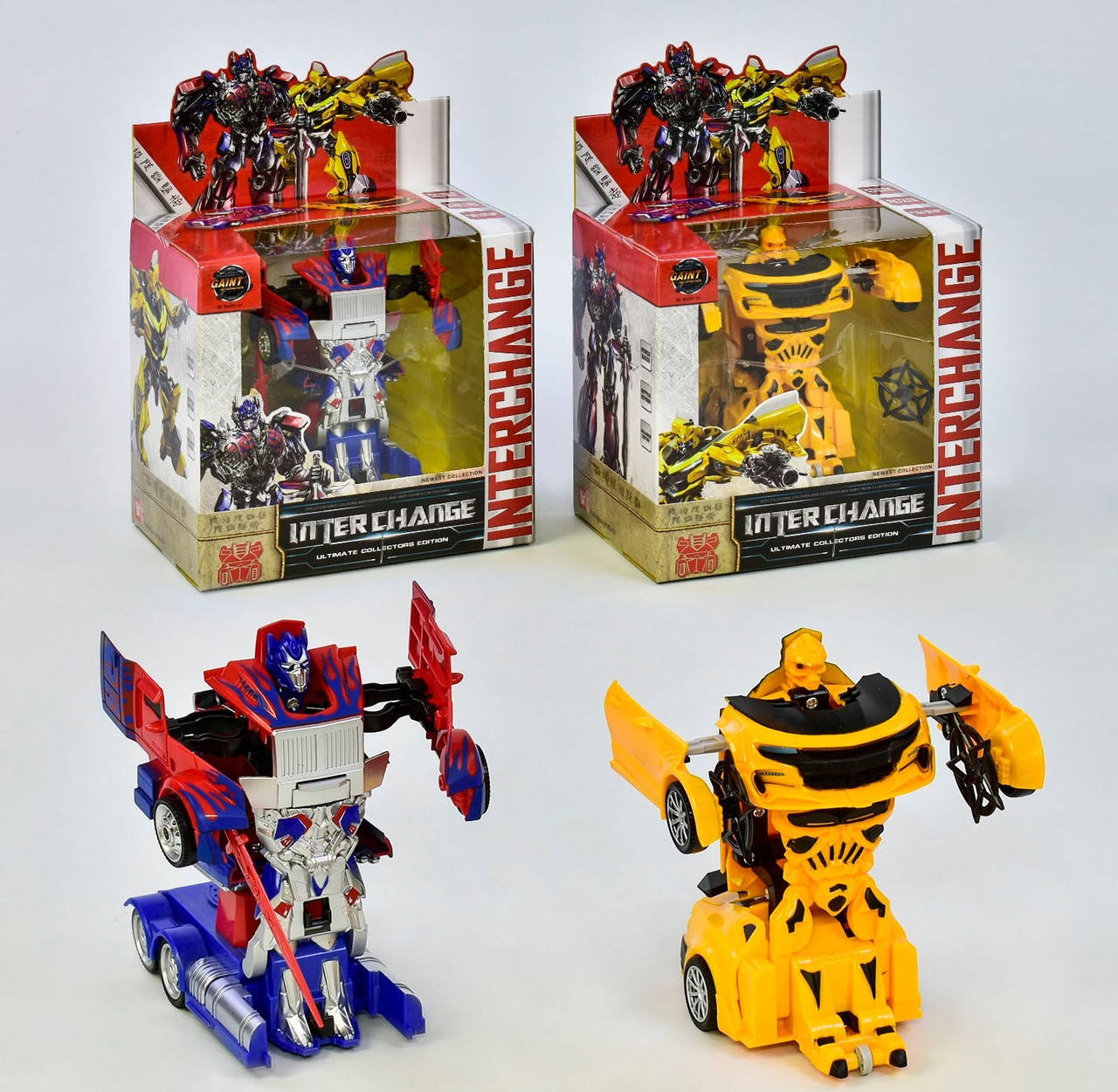 Трансформер складывается в 1 действие, 2 вида (Optimus,Bumbelbee) W 6699-54 
Трансформер складывается в 1 действие, 2 вида (Optimus,Bumbelbee) W 6699-54