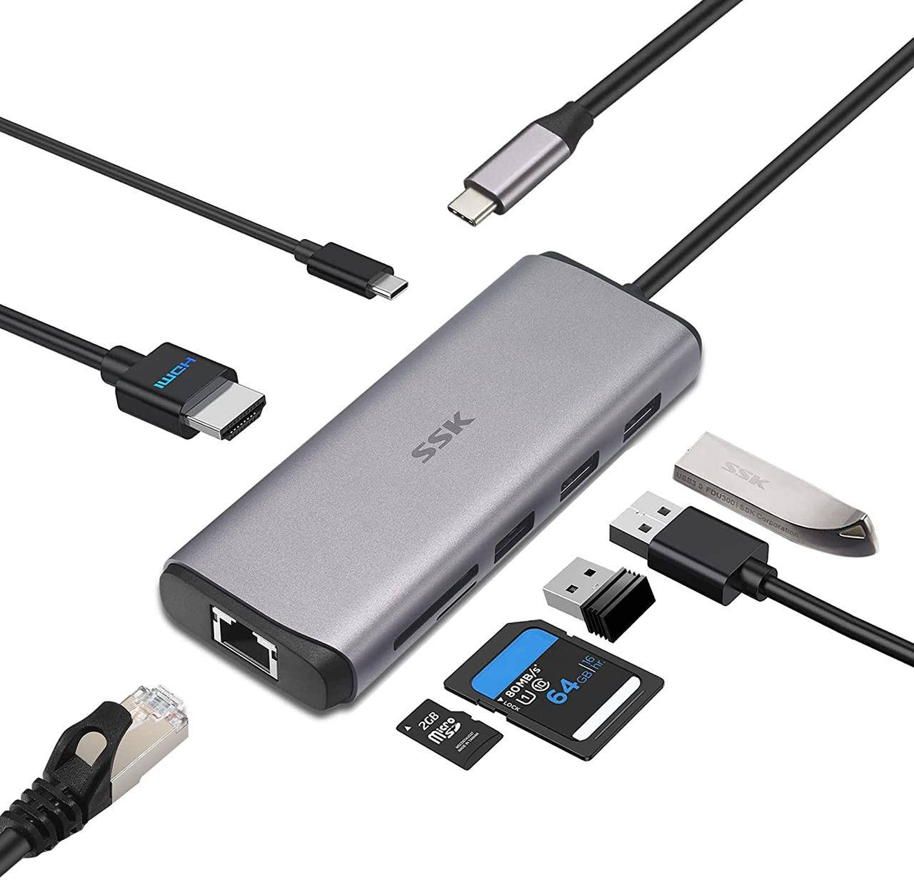 Док-станция SSK SC202 ОЕМ: Multiport Hub Type-C to RJ45 Ethernet 4K HDMI SD/TF Card Reader for Mac
Док-станция SSK SC202 ОЕМ: Multiport Hub Type-C to RJ45 Ethernet 4K HDMI SD/TF Card Reader for Mac